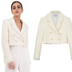 LAWS of Motion The Asset Blazer in Ivory Tweed with Gold Buttons